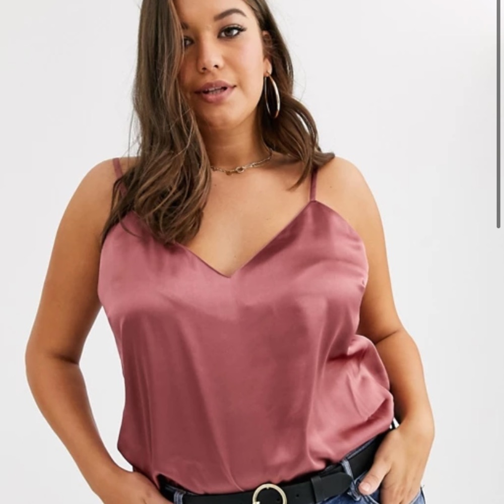 Pink satin tank top